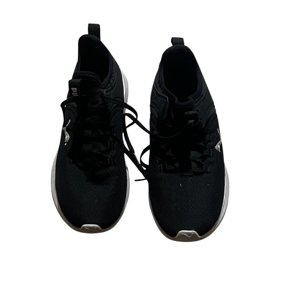 PUMA Womens Sneakers Black Lace Up Running Training Walking Pink Accent
